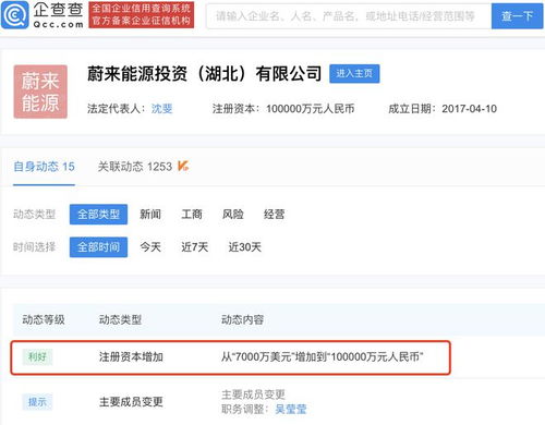 蔚來能源投資公司注冊(cè)資本增至10億元，強(qiáng)化投資咨詢業(yè)務(wù)布局